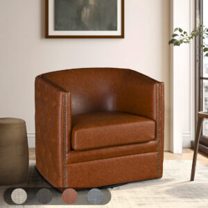 Capstone Tufted Barrel Swivel Chair in Brown From Madison Park