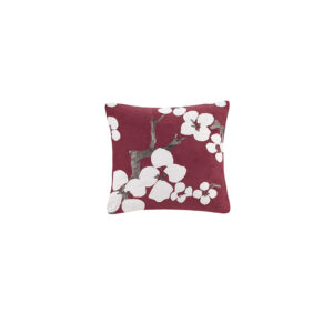 Cherry Blossom Square Pillow in Red From N Natori