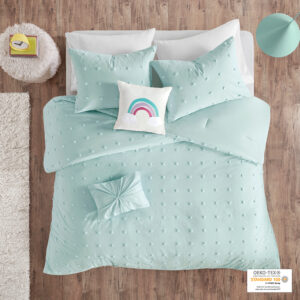 Callie Cotton Jacquard Pom Pom Comforter Set in Aqua From Urban Habitat Kids