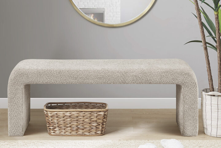 Steve Boucle Waterfall Bench in Beige From INK+IVY