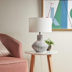 Agape Boho Ceramic Table Lamp in White From INK+IVY