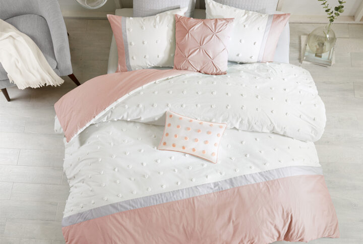 Myla 7 Piece Cotton Jacquard Comforter Set in Blush From Urban Habitat