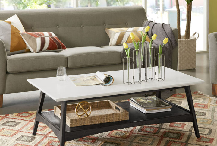 Parker Coffee Table in Off-White/Black From Madison Park