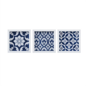 Ornos Tiles Distressed Navy Blue Medallion 3-piece Wall Decor Set in Navy From Madison Park