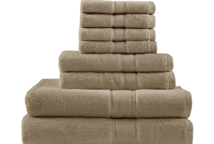 100% Cotton Bath 8 Piece Set in Taupe From Madison Park Signature