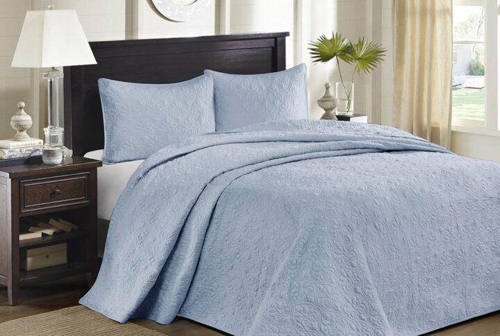 Quebec Reversible Bedspread Set in Blue From Madison Park