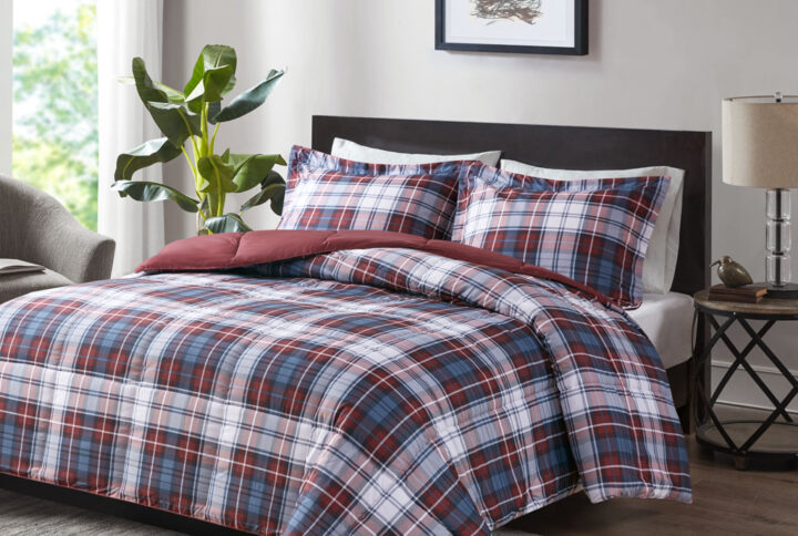 Parkston 3M Scotchgard Down Alternative All Season Comforter Set in Red From Madison Park Essentials