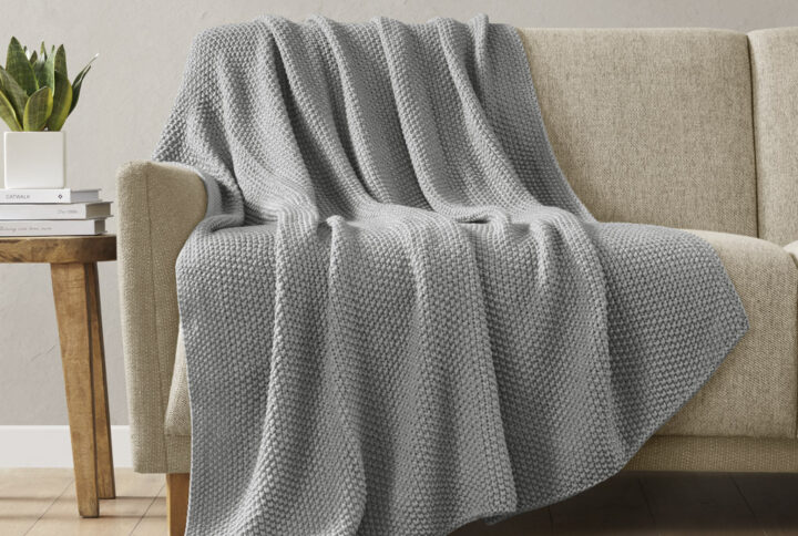 Bree Knit Throw in Grey From INK+IVY