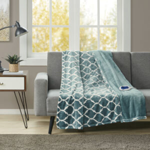 Heated Ogee Throw in Teal From Beautyrest