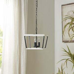 Adele Farmhouse Metal Pendant in White/Black From INK+IVY