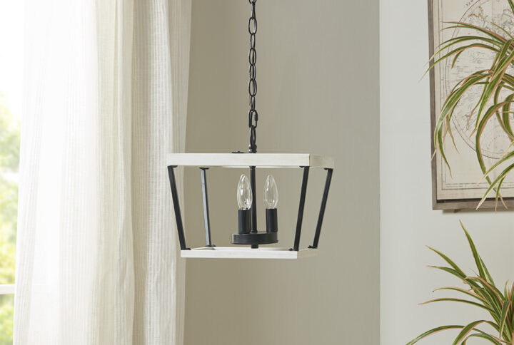 Adele Farmhouse Metal Pendant in White/Black From INK+IVY