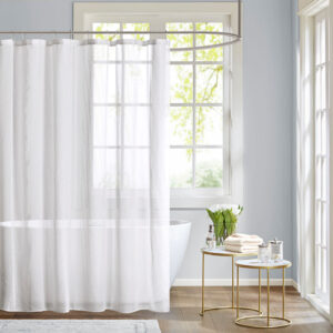 Anna Sheer Shower Curtain in White From Madison Park