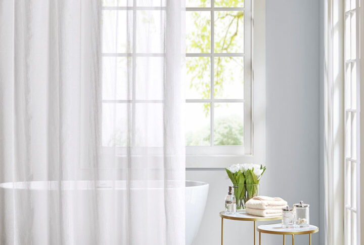 Anna Sheer Shower Curtain in White From Madison Park