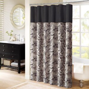 Aubrey Jacquard Shower Curtain in Black From Madison Park