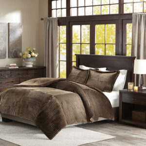 Parker Plush Down Alternative Comforter Set in Brown From Madison Park