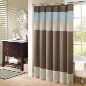 Amherst Faux Silk Shower Curtain in Blue From Madison Park