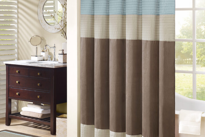 Amherst Faux Silk Shower Curtain in Blue From Madison Park