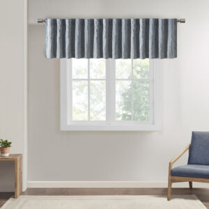 Andora Faux Silk Embroidered Window Valance in Blue From Madison Park