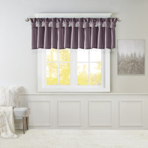 Emilia Lightweight Faux Silk Valance With Beads in Purple From Madison Park