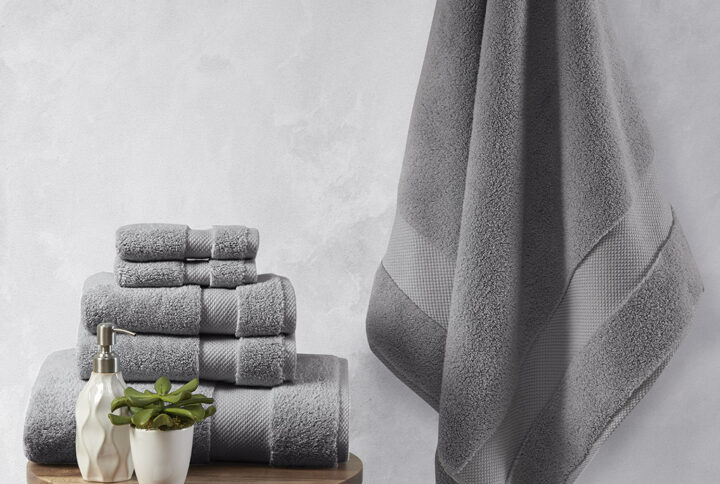 Splendor 1000gsm 100% Cotton 6 Piece Towel Set in Charcoal From Madison Park Signature