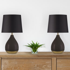 Liora 2-Tone Ceramic Table Lamp Set of 2 in Black/Gold From 510 Design