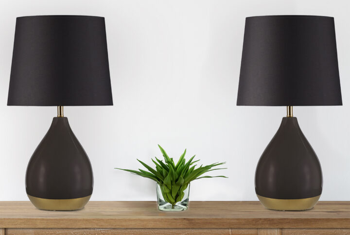 Liora 2-Tone Ceramic Table Lamp Set of 2 in Black/Gold From 510 Design