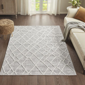 Ashley Terni Pebble Indoor Area Rug in Gray/Cream From Madison Park