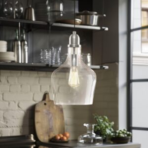 Auburn Auburn Bell Shaped Hanging Glass Pendant Light in Silver/Clear From INK+IVY