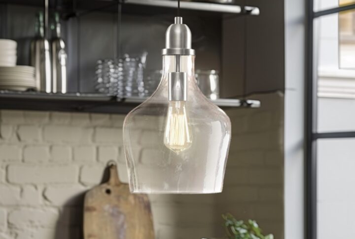 Auburn Auburn Bell Shaped Hanging Glass Pendant Light in Silver/Clear From INK+IVY