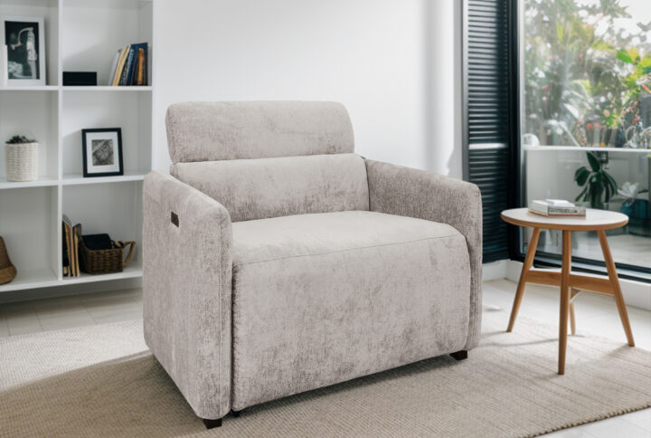 Ava Power Modern Recliner in Light Grey From Chapel Hill