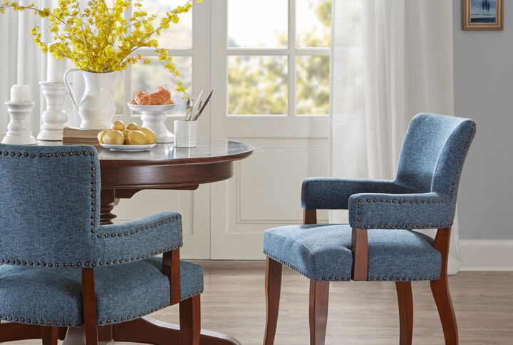 Dawson Arm Dining Chair in Blue From Madison Park