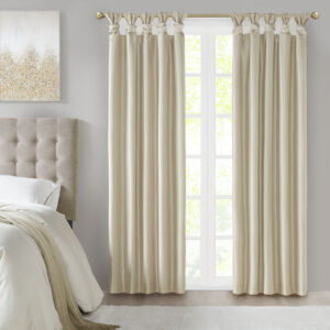 Emilia Twist Tab Total Blackout Window Curtain Panel in Champagne From Madison Park