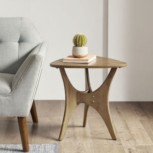 Blaze Triangle Wood Side Table in Light Brown From INK+IVY