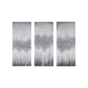 Grey Luminous Heavily Embellished 3-piece Canvas Wall Art Set in Grey From Madison Park