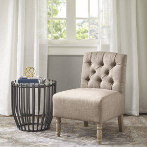 Lola Tufted Armless Chair in Beige From Madison Park