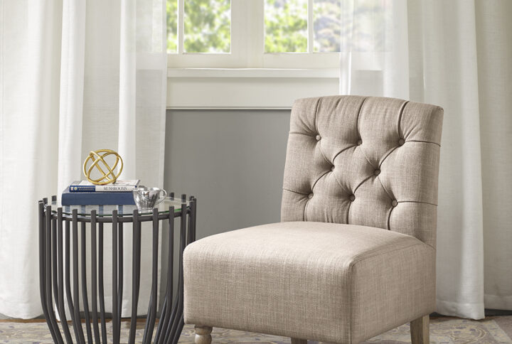 Lola Tufted Armless Chair in Beige From Madison Park