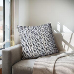 Harper Square Stripe Pillow in Navy/Cream From Chapel Hill