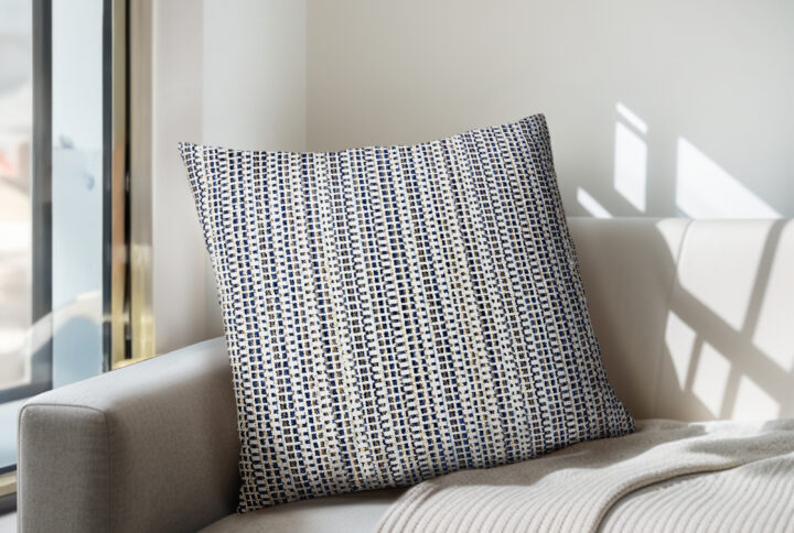 Harper Square Stripe Pillow in Navy/Cream From Chapel Hill