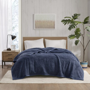 Burlington Berber Blanket in Navy From Woolrich