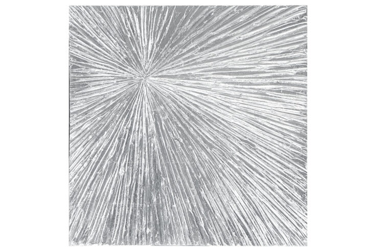 Sunburst Silver Hand Painted Dimensional Resin Wall Art in Silver From Madison Park Signature