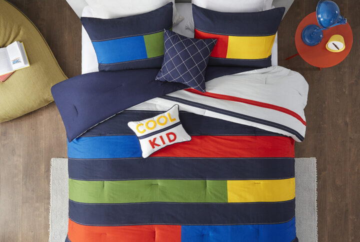 Morris Stripe Printed Comforter Set in Multi From Urban Habitat Kids