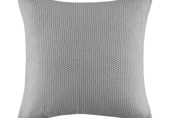 Bree Knit Square Pillow Cover in Grey From INK+IVY