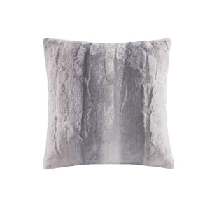 Zuri Faux Fur Square Pillow in Blush/Grey From Madison Park