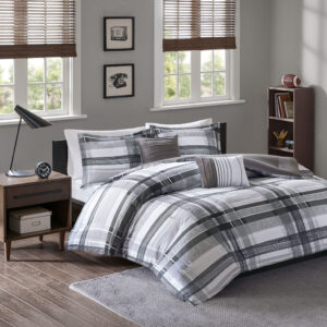 Rudy Plaid Comforter Set in Black From Intelligent Design