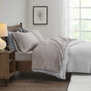 Micro Fleece Sheet Set in Grey Diamond From True North by Sleep Philosophy