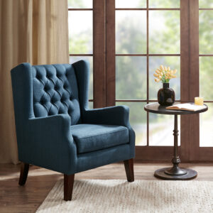 Maxwell Button Tufted Wing Chair in Navy From Madison Park