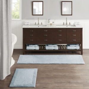 Splendor 100% Cotton Tufted 3000 GSM Reversible Bath Rug in Blue From Madison Park Signature