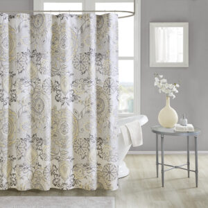 Isla Printed Cotton Shower Curtain in Yellow From Madison Park