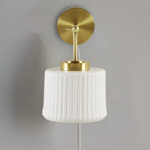 Luminex White Ceramic Wall Sconce with Adjustable Swing Arm in Gold/White From INK+IVY