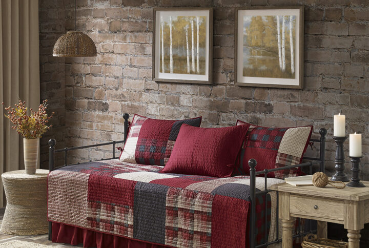 Sunset 5 Piece Day Bed Cover Set in Red From Woolrich